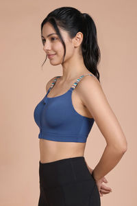 Zelocity High Impact Quick Dry Front Opening Multicolor Strap Sports Bra - Set Sail — thumbnail 5